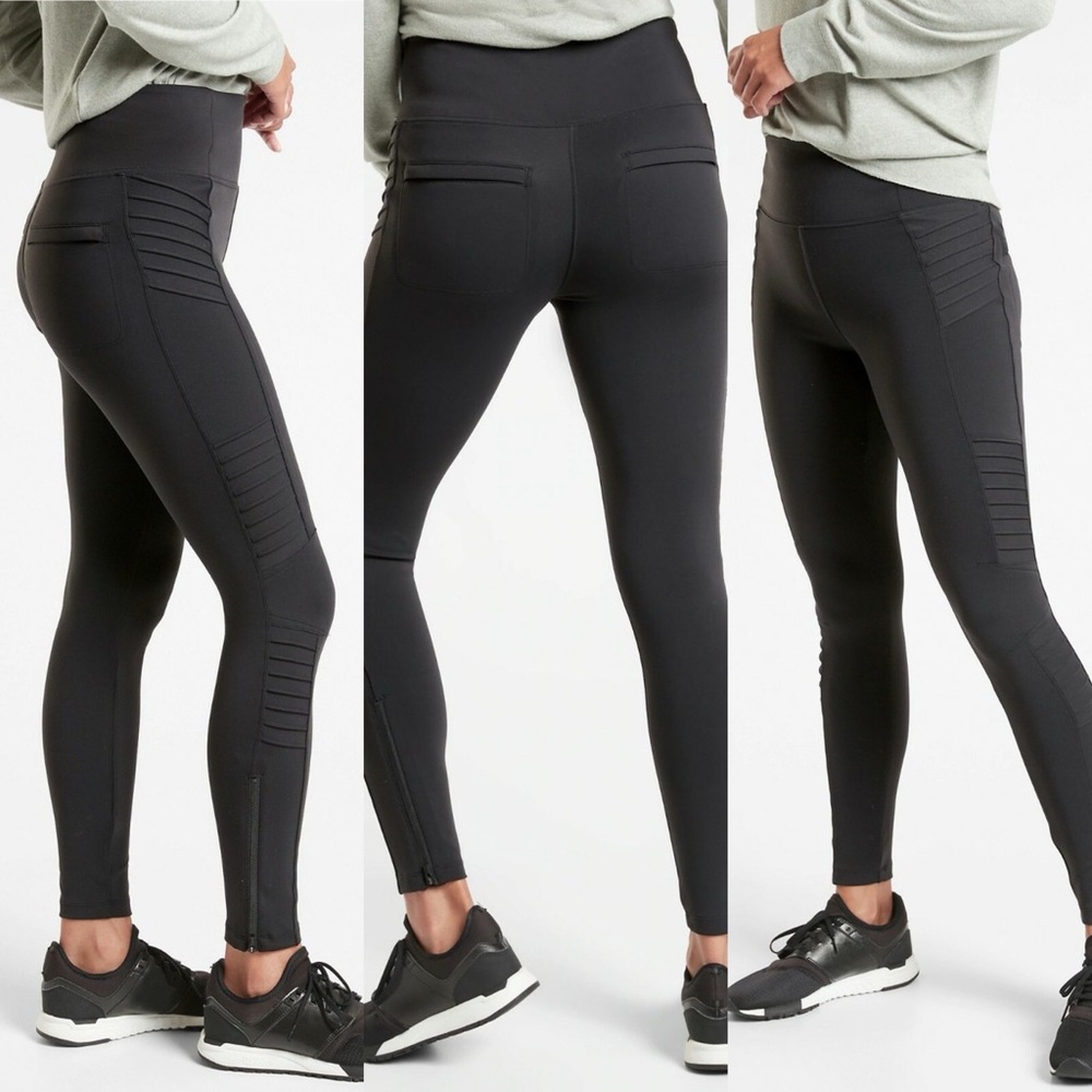 Athleta Black Delancy Moto Tights XS - Picture 2 of 15